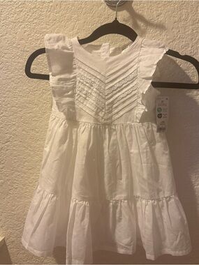 OshKosh B'gosh White Lace Dress 💯% Cotton Ruffle Size 2T Toddler,Party or Spring